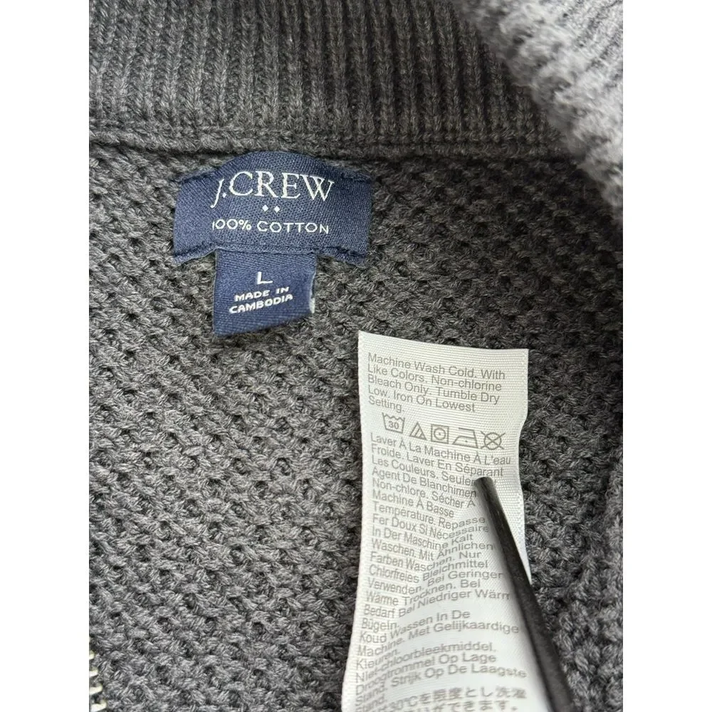 J Crew‎ Qtr Zip Charcoal Grey Sweater & Green White Check Oxford Shirt XL Slim